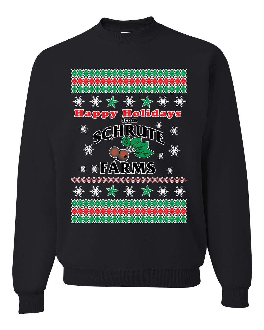 Happy Holidays from Schrute Farms Christmas Ugly Christmas Sweater Unisex Crewneck Graphic Sweatshirt- Best Christmas Gifts 2023