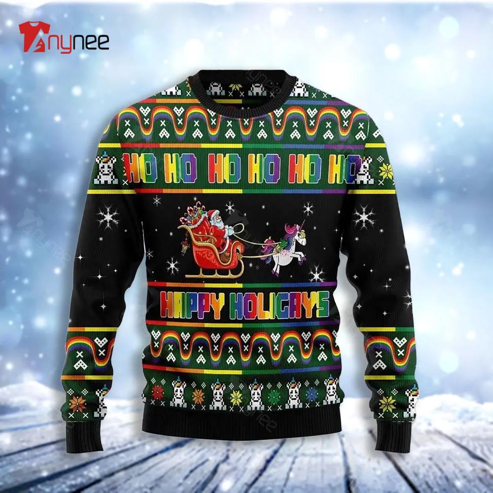 Happy Holigays Lgbtq Ugly Christmas Sweater- Best Christmas Gifts 2023