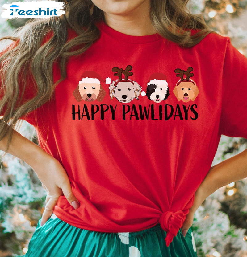 Happy Pawlidays Shirt – Christmas Dog Sweatshirt Long Sleeve