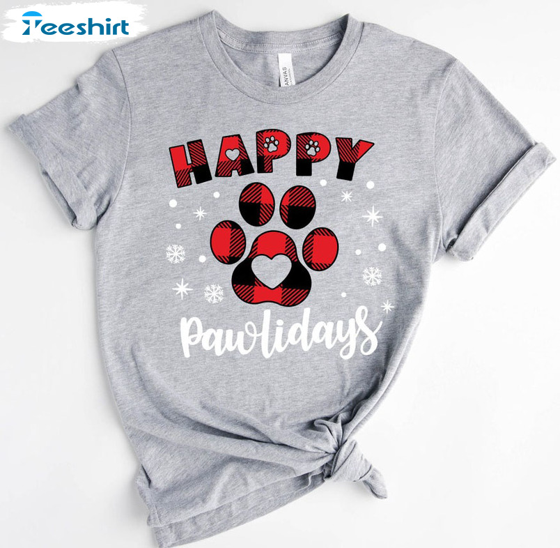 Happy Pawlidays Shirt – Christmas Dog Unisex Hoodie Unisex T-shirt