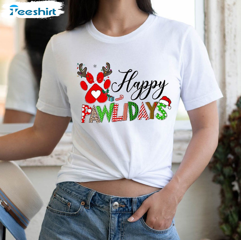 Happy Pawlidays Shirt – Christmas Dog Unisex T-shirt Long Sleeve