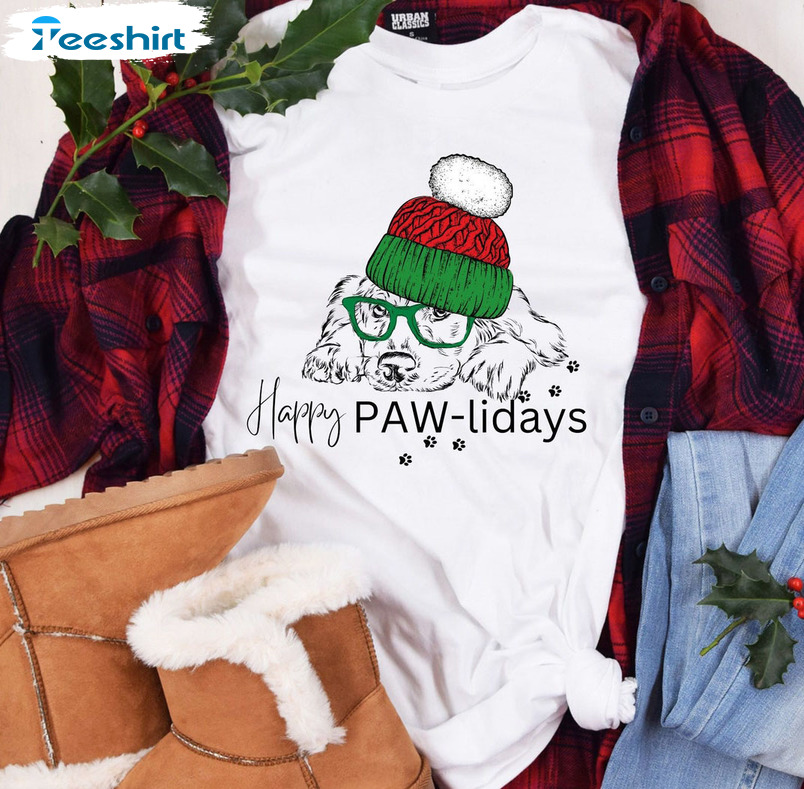 Happy Pawlidays Shirt – Dog Christmas Sweater Unisex Hoodie