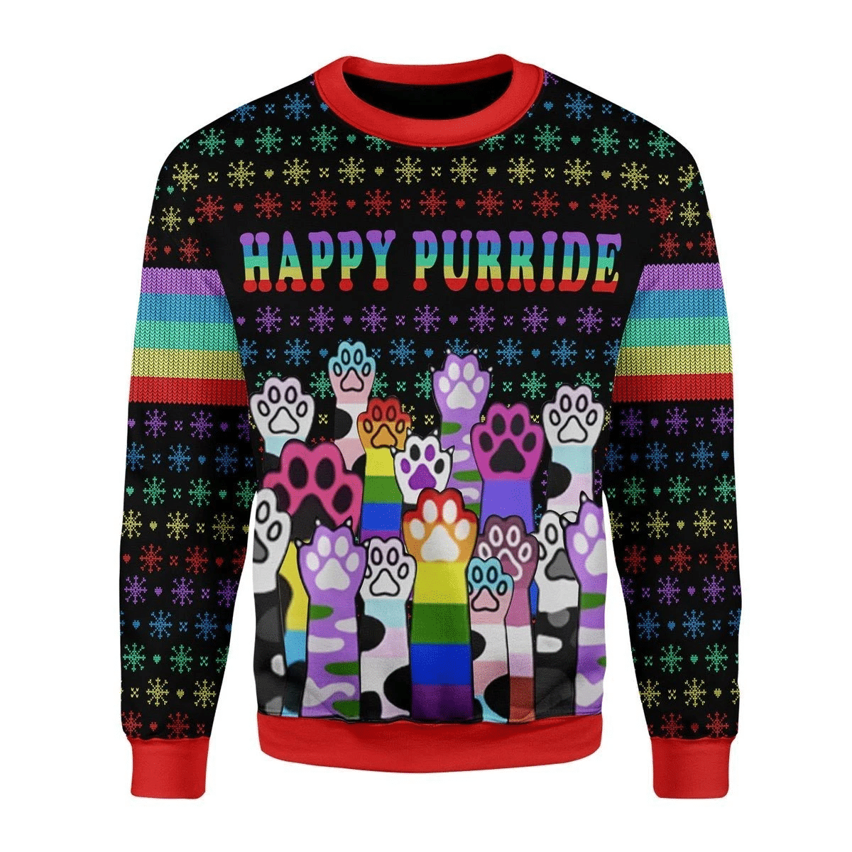 Happy Purride LGBT Ugly Christmas Sweater | For Men & Women | Adult | US3675- Best Christmas Gifts 2023