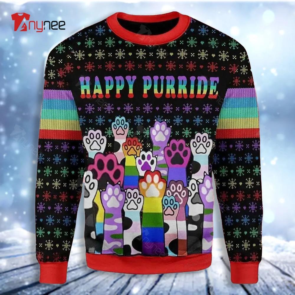 Happy Purride Lgbt Ugly Christmas Sweater- Best Christmas Gifts 2023