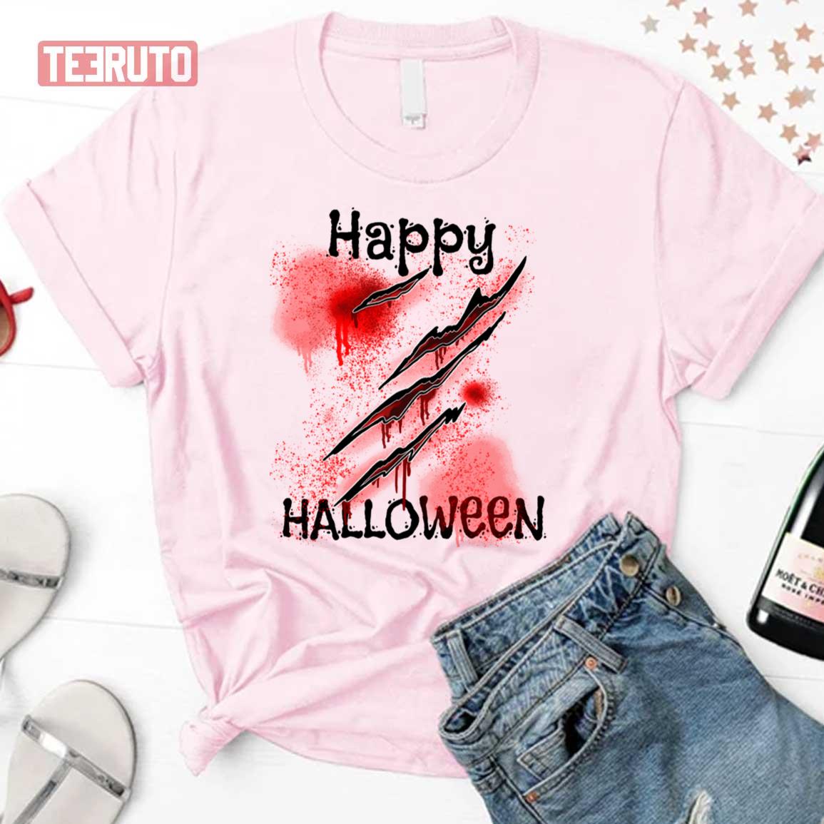 Happy Ripped With Blood Halloween Unisex T-Shirt