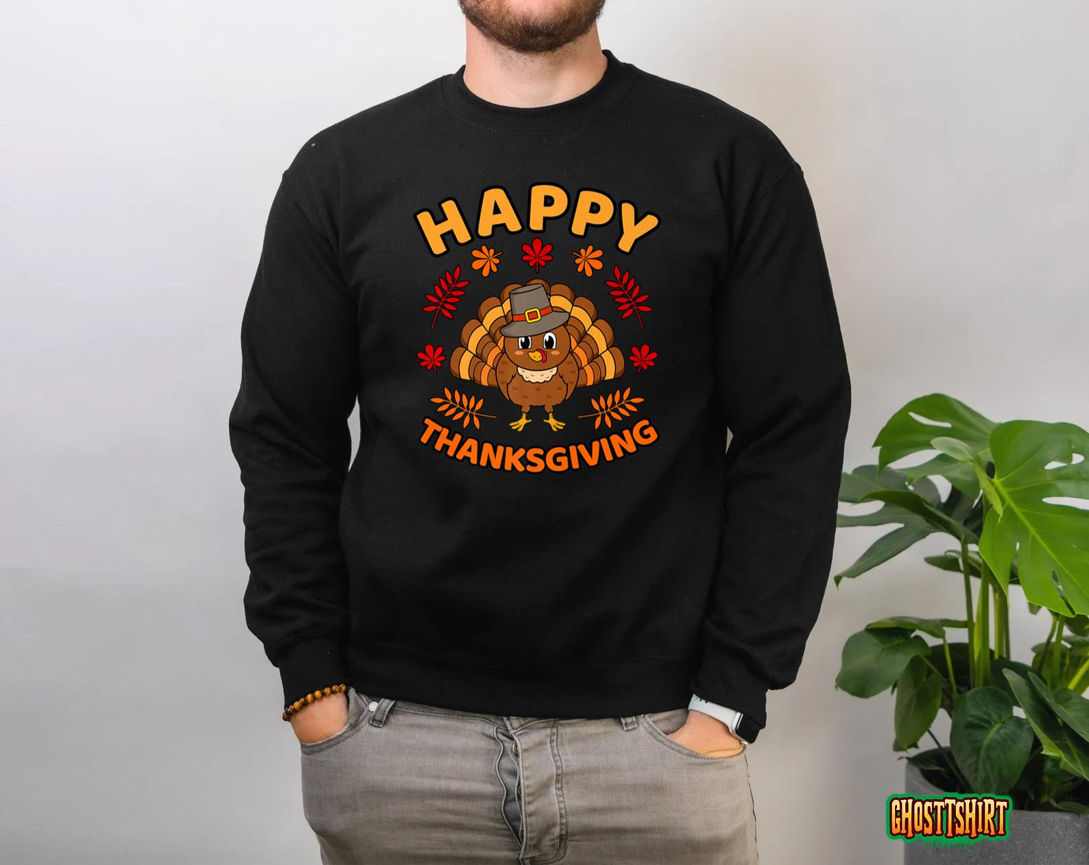 Happy Thanksgiving Funny Turkey Family Men Women Graphic Sweatshirt