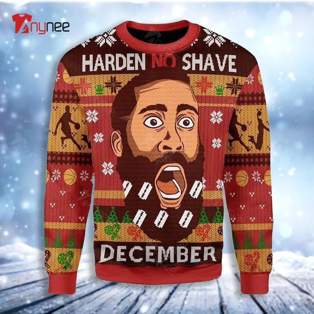 Harden No Shave December Ugly Christmas Sweater- Best Christmas Gifts 2023