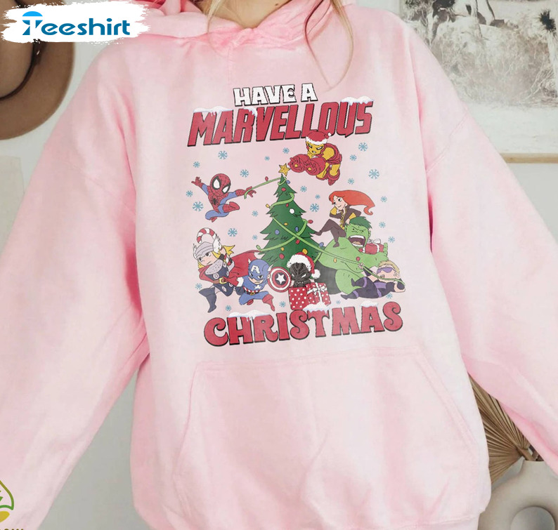 Have A Marvelous Christmas Shirt, Christmas Superhero Crewneck Short Sleeve