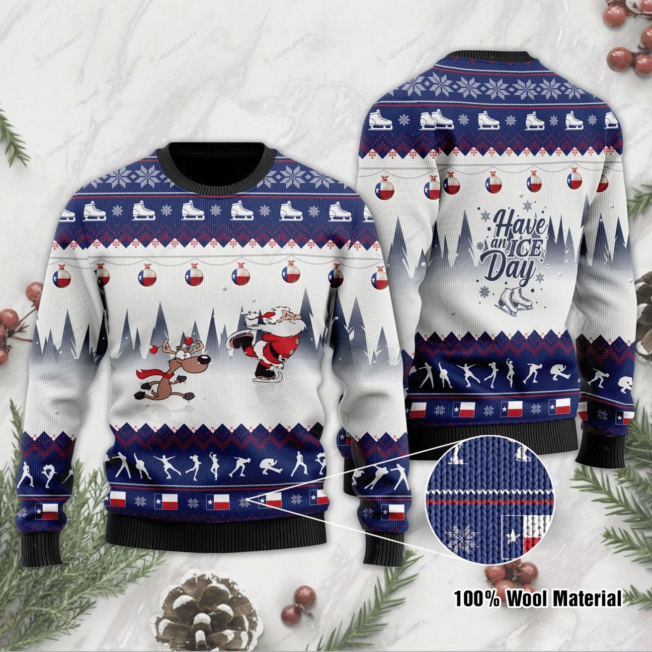 Have An Ice Day Santa Claus And Reindeer Speed Skating Ugly Christmas Sweater | For Men & Women | Adult | US1261- Best Christmas Gifts 2023