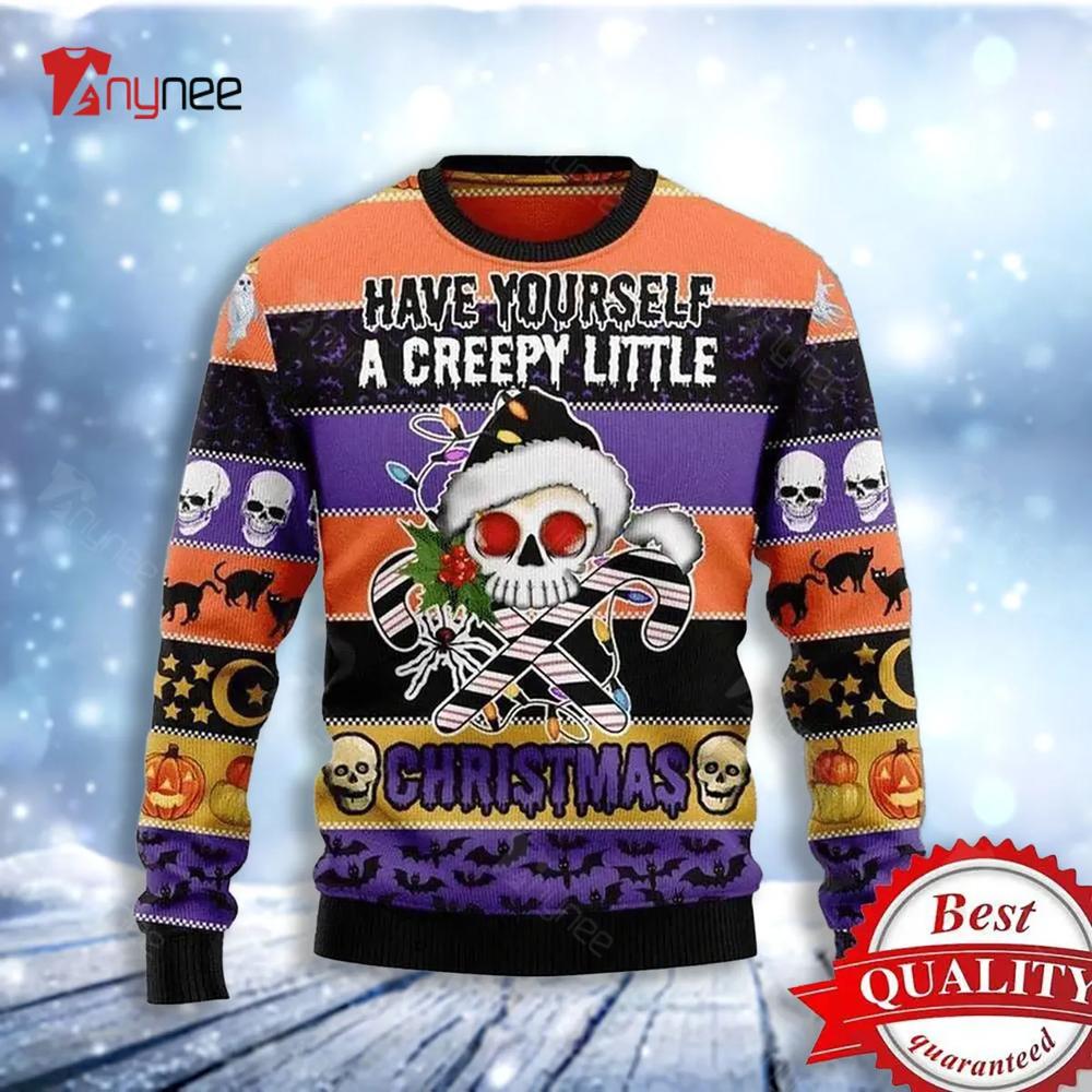 Have Yourself A Creepy Little Christmas Skull Creepy Ugly Christmas Sweater- Best Christmas Gifts 2023