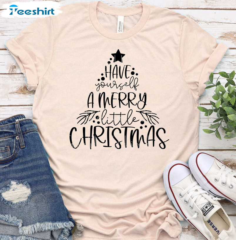 Have Yourself A Merry Little Christmas Shirt, Christmas Tree Short Sleeve Unisex Hoodie