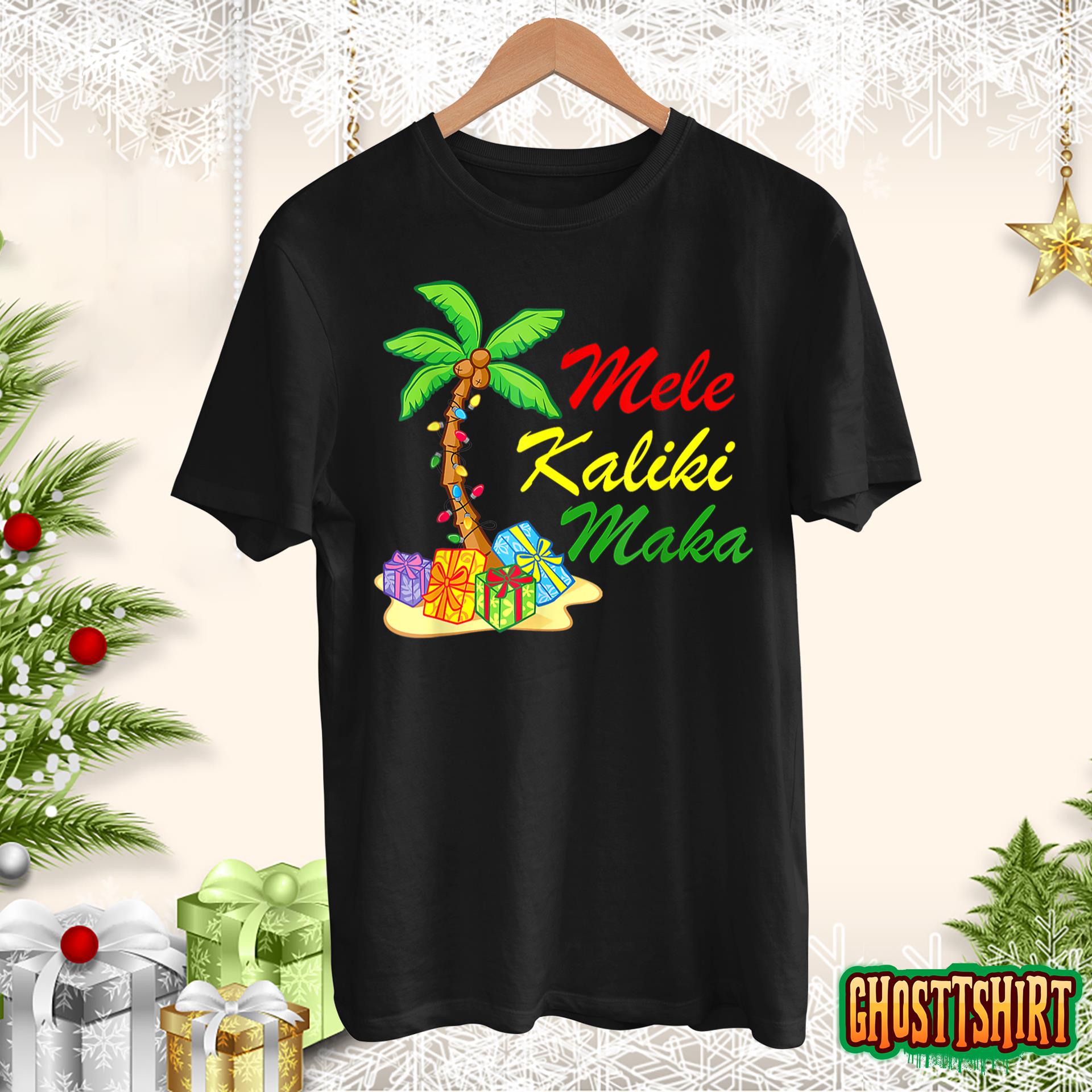 Hawaiian Mele Kalikimaka Christmas Matching Family Pajama T-Shirt