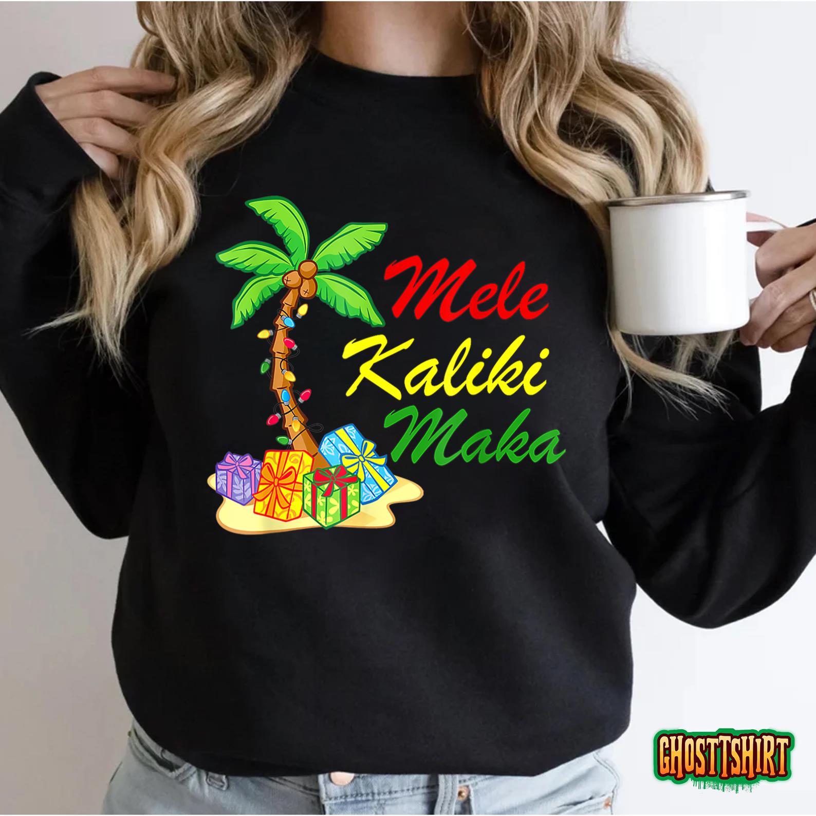 Hawaiian Mele Kalikimaka Christmas Matching Family Pajama T-Shirt