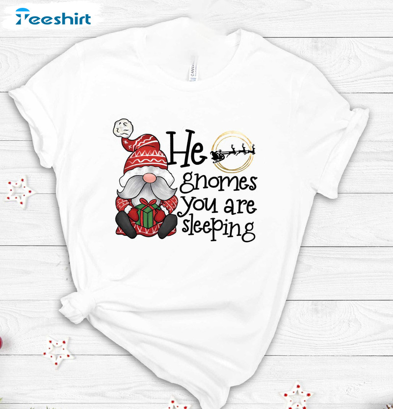 He Gnomes You Are Sleeping Christmas Shirt, Funny Gnomes Xmas Sweater Unisex Hoodie