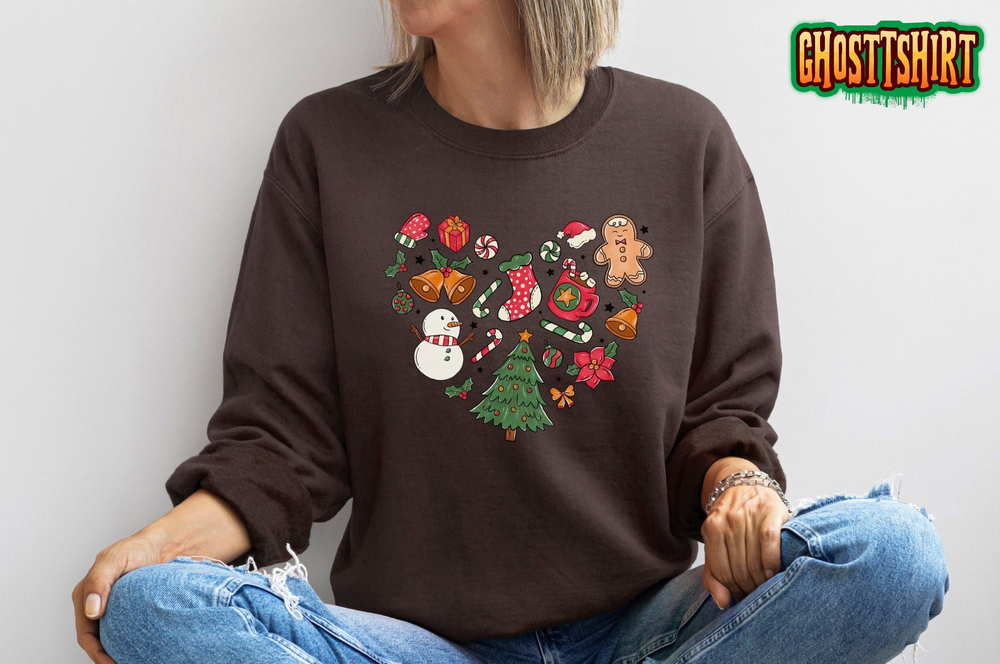 Heart Christmas Sweatshirt Heart Christmas Sweatshirt