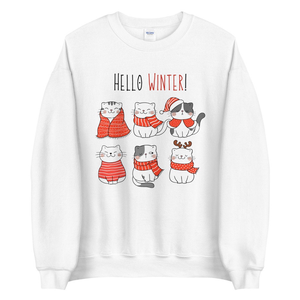 Hello Winter Cute Cats Christmas  Sweatshirt