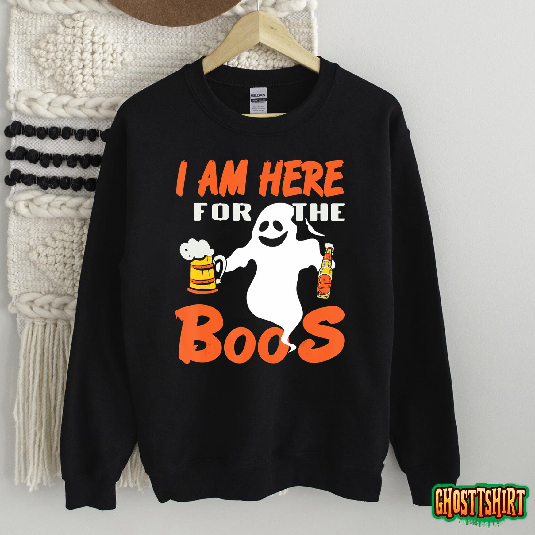 Here For The BOOS & The Crew Funny Halloween Ghosts Present Sweatshirt