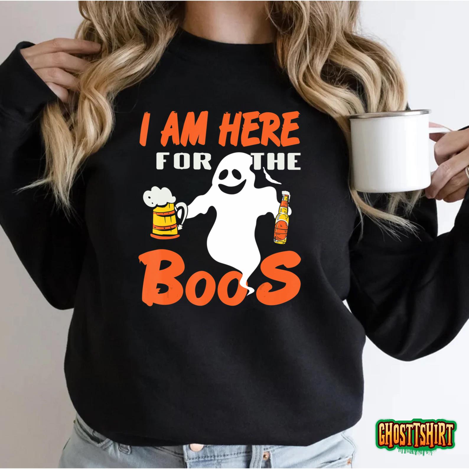 Here For The BOOS & The Crew Funny Halloween Ghosts Present Sweatshirt