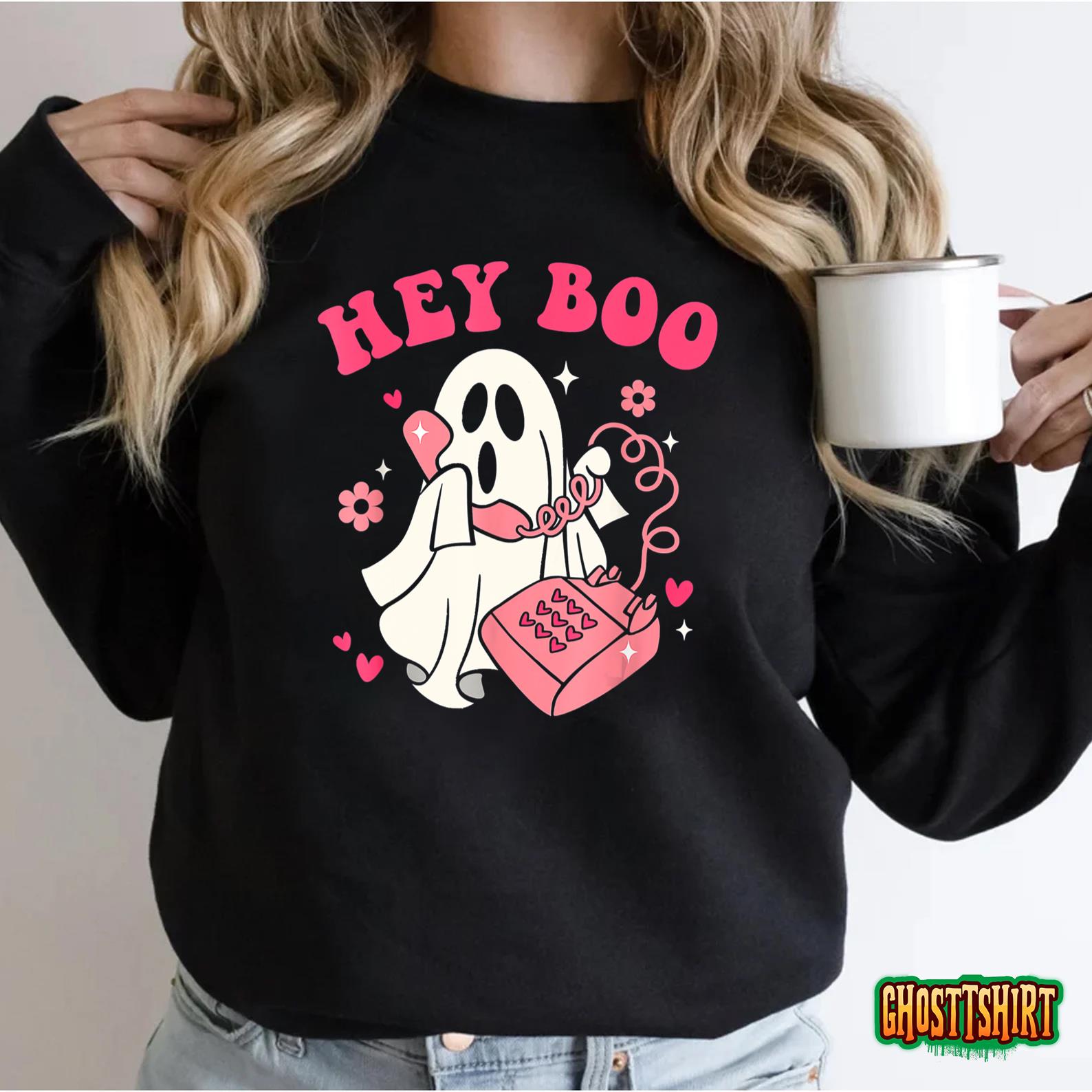 Hey Boo Funny Halloween Costume Spooky Season Scary Ghost T-Shirt