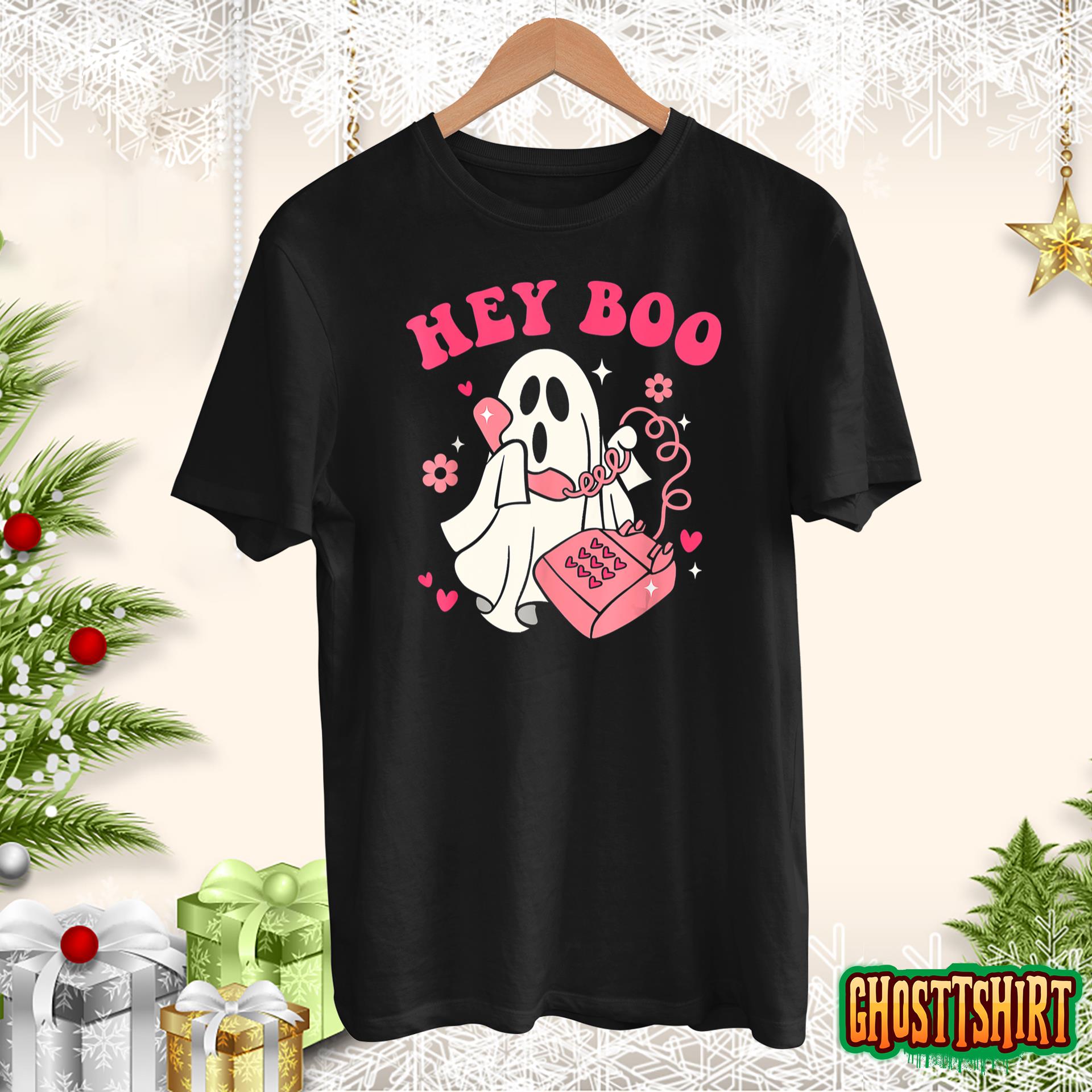 Hey Boo Funny Halloween Costume Spooky Season Scary Ghost T-Shirt