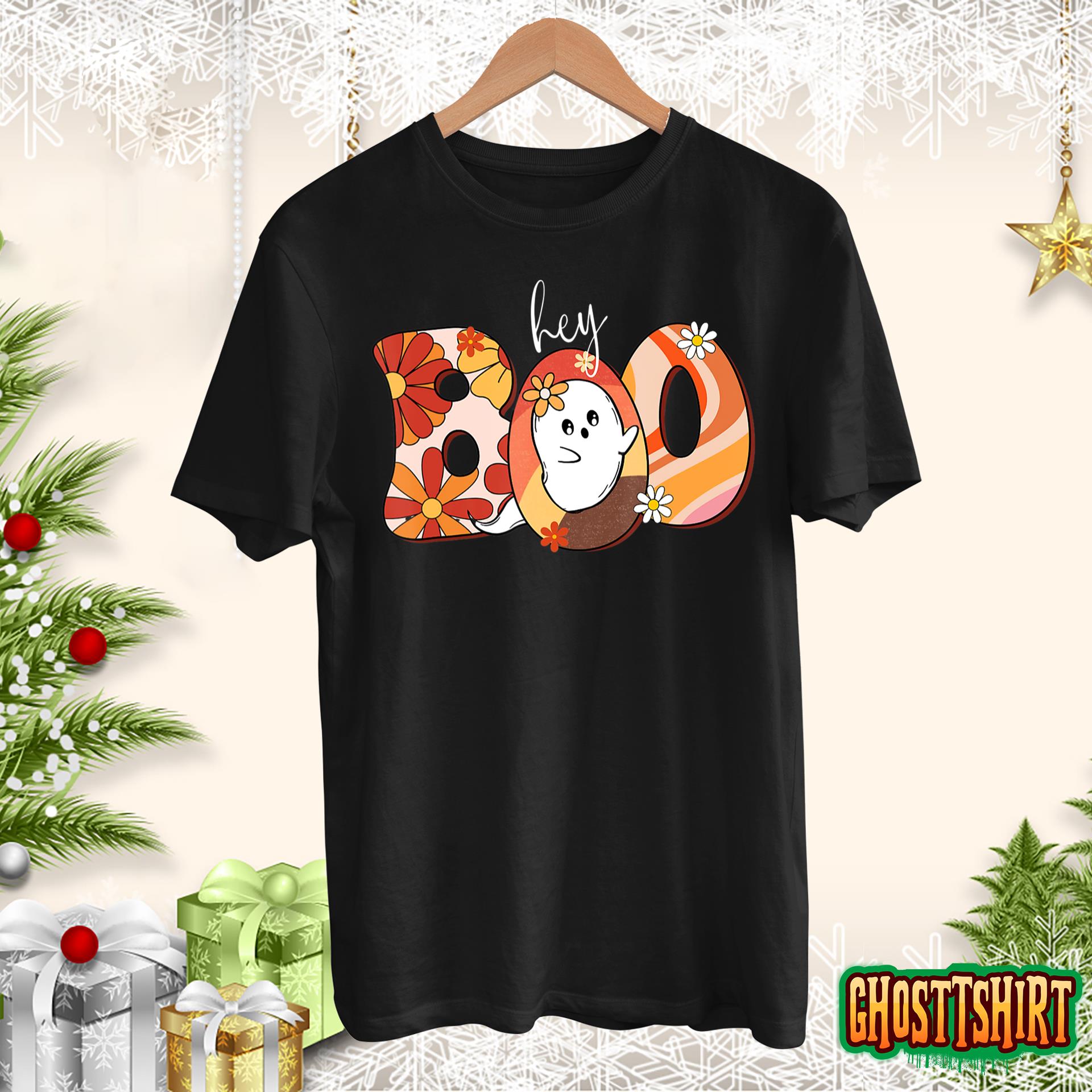 Hey Boo Retro Halloween Ghost T-Shirt