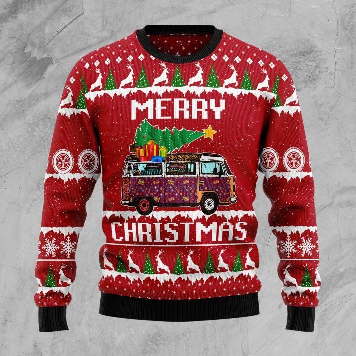 Hippie Car Ugly Christmas Sweater | For Men & Women | Adult | US1462- Best Christmas Gifts 2023