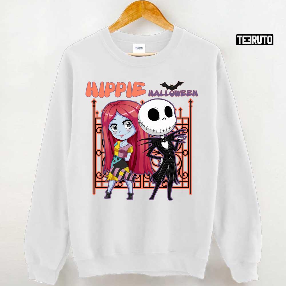 Hippie Halloween Jack Sally Nightmare Before Christmas Cute Fanart Unisex Hoodie