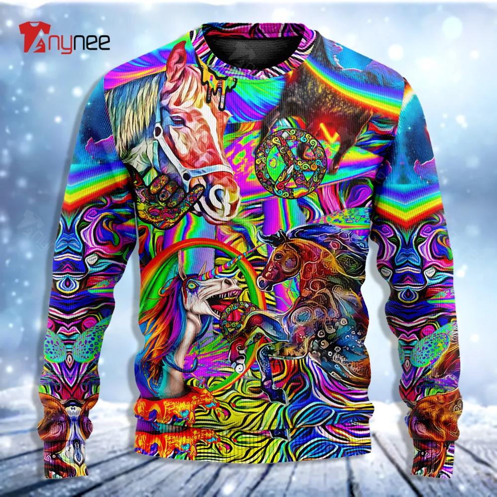 Hippie Horse Run For You Ugly Christmas Sweater- Best Christmas Gifts 2023