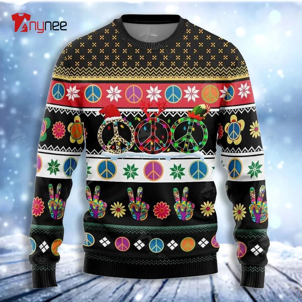 Hippie Light Shape Christmas Ugly Christmas Sweater- Best Christmas Gifts 2023