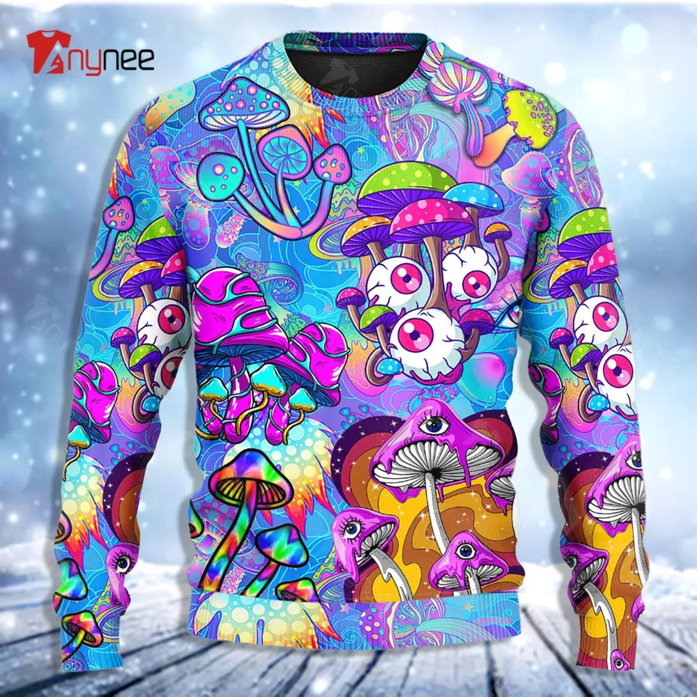 Hippie Mushroom Colorful Cool Style Ugly Christmas Sweater- Best Christmas Gifts 2023