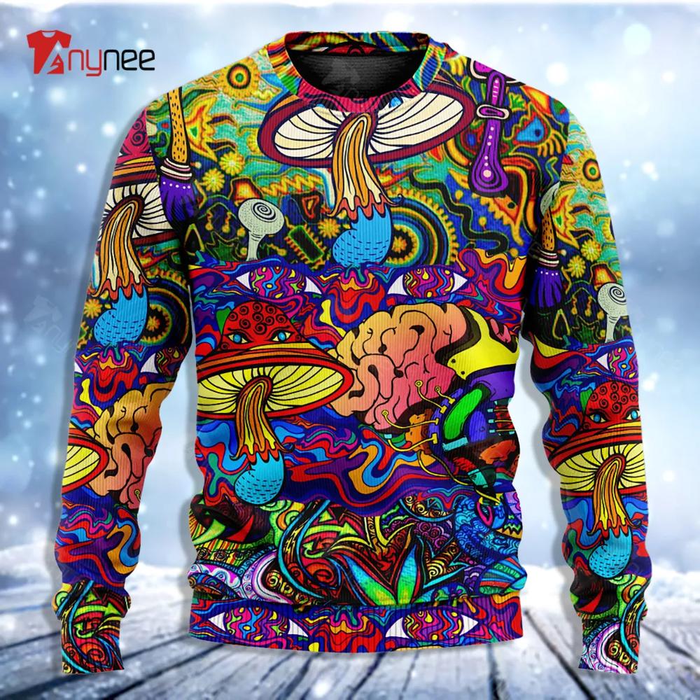 Hippie Mushroom Colorful Lover Ugly Christmas Sweater- Best Christmas Gifts 2023