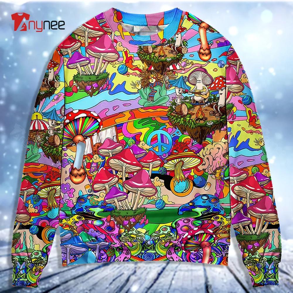 Hippie Mushroom Hallucinogenic Psychedelic Ugly Christmas Sweater- Best Christmas Gifts 2023