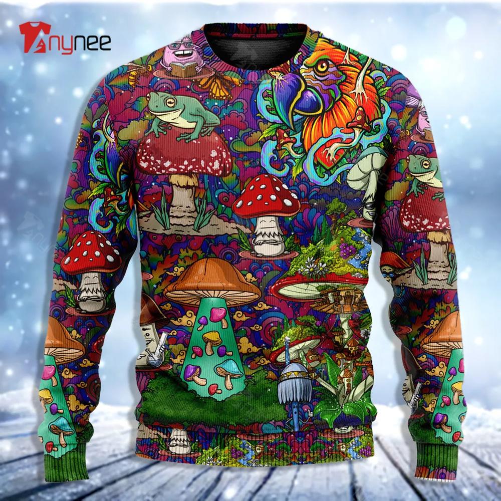 Hippie Mushroom Peace Lover Ugly Christmas Sweater- Best Christmas Gifts 2023