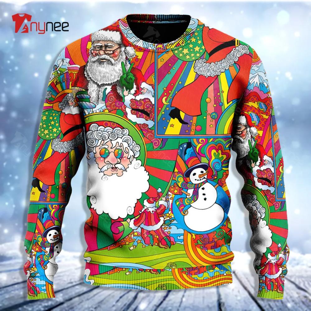 Hippie Santa Merry Xmas Ugly Christmas Sweater- Best Christmas Gifts 2023