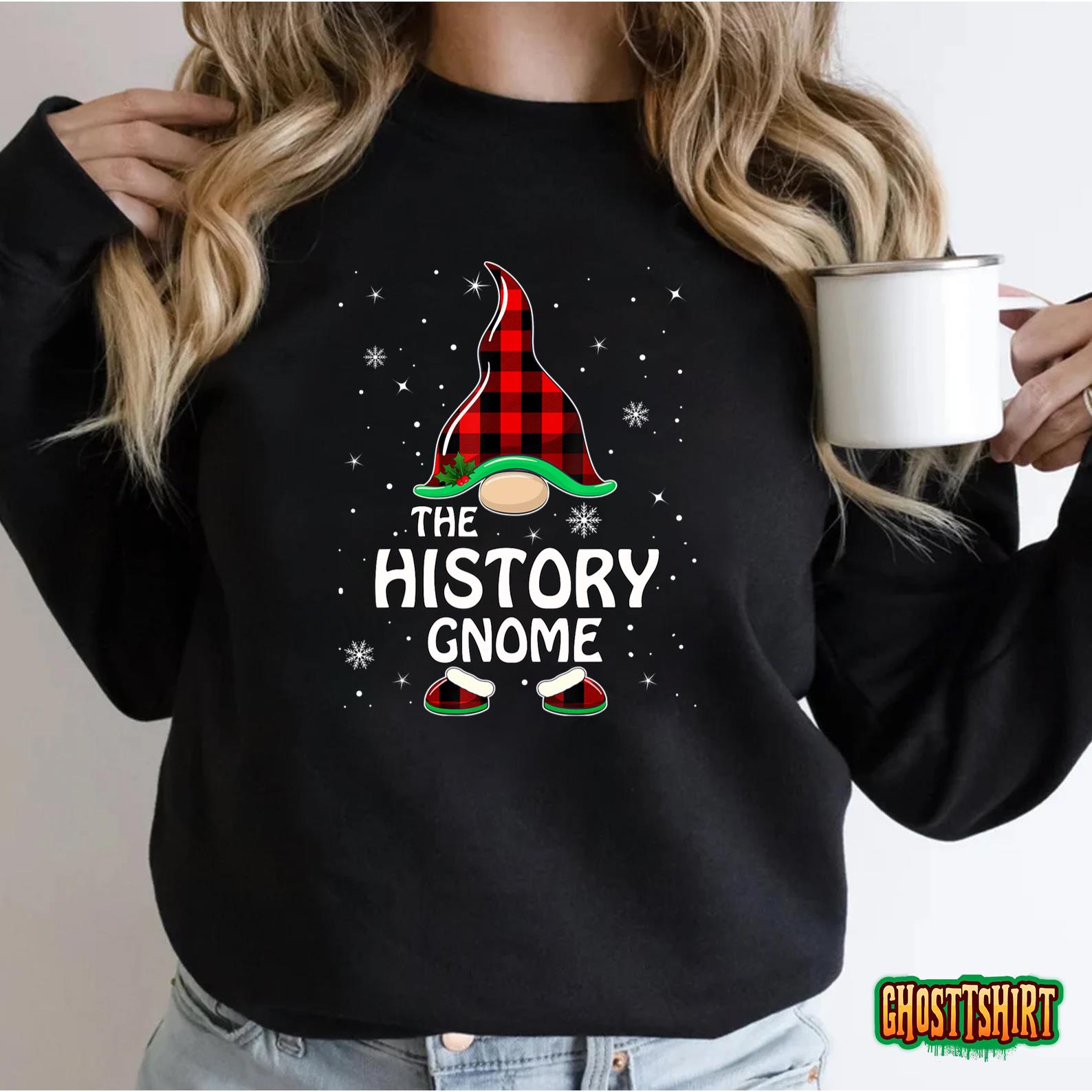 History Gnome Buffalo Plaid Matching Family Christmas Pajama T-Shirt