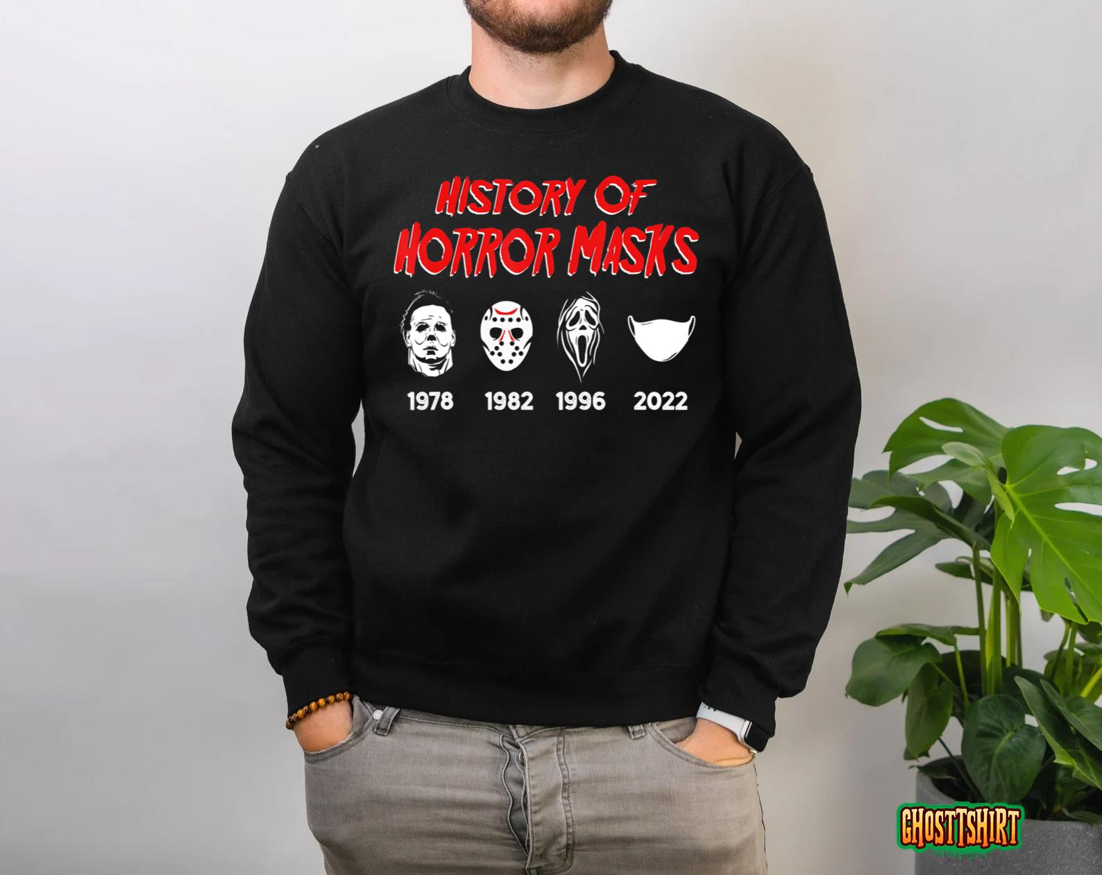 History Of Horror Masks Lazy Halloween Sweatshirt