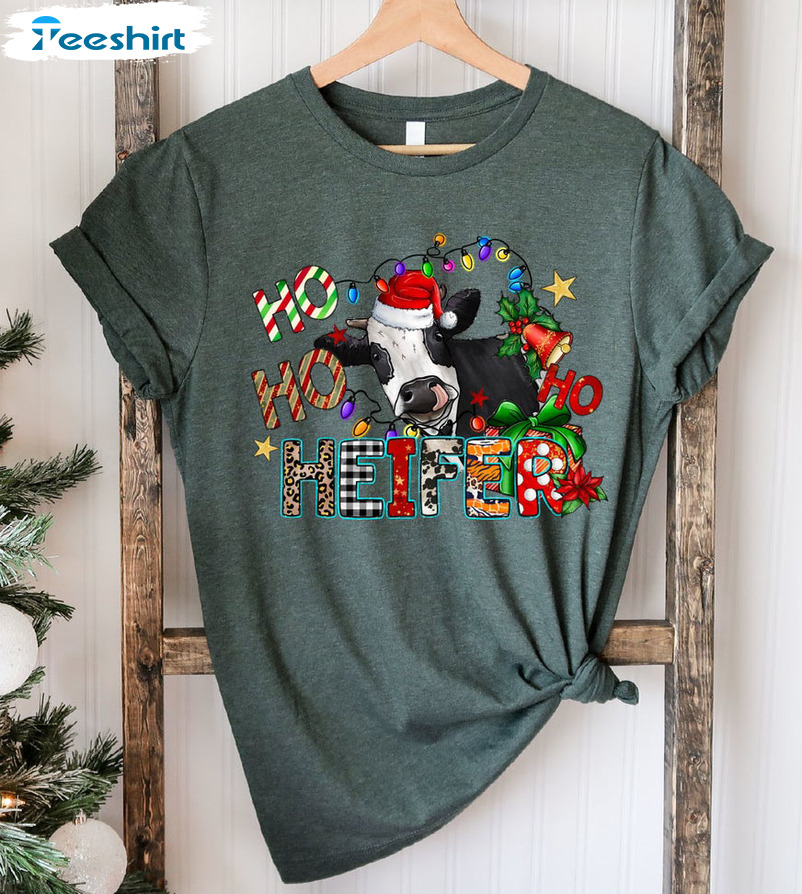 Ho Ho Heifer Shirt – Christmas Cow Sweatshirt Long Sleeve