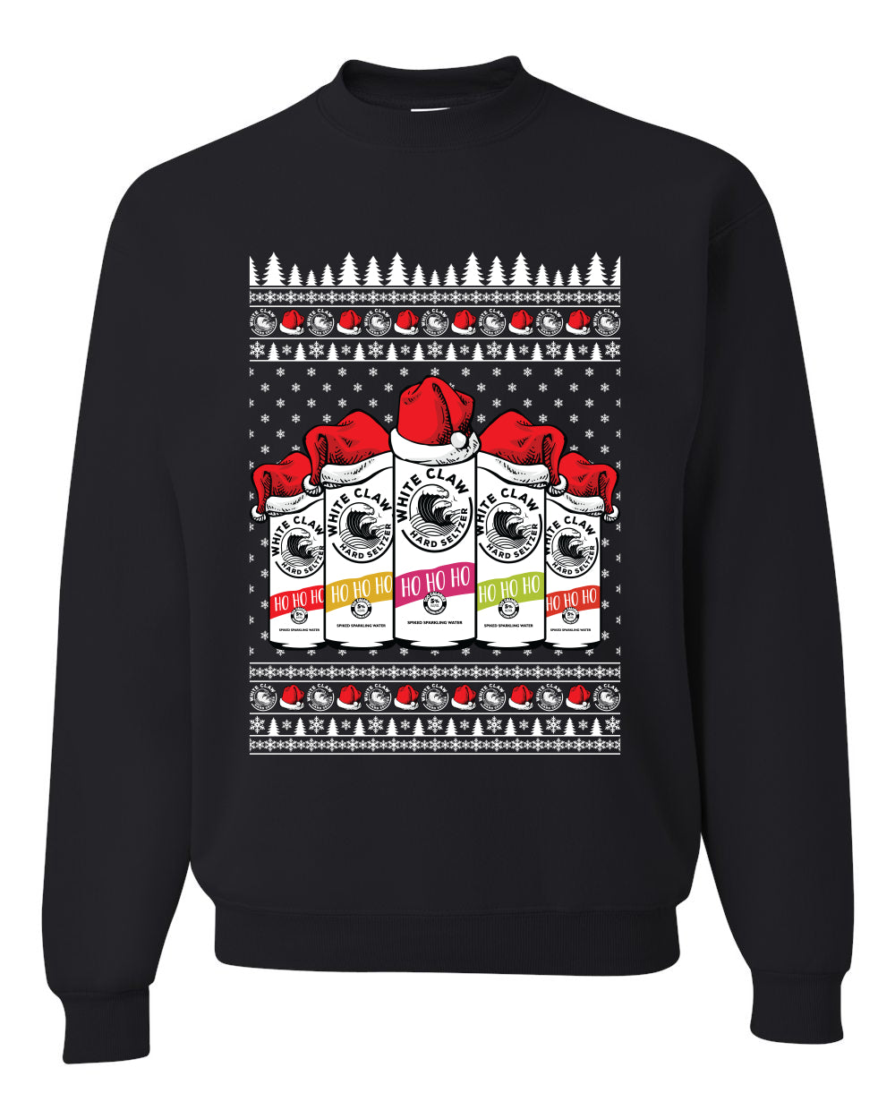 Ho Ho Ho Claw Hard Seltzer Drink Ugly Christmas Sweater Unisex Crewneck Graphic Sweatshirt- Best Christmas Gifts 2023