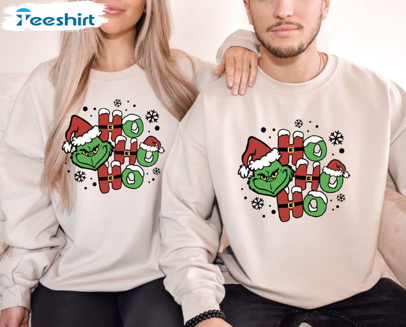 Ho Ho Ho Grinch Christmas Shirt, Christmas Santa Grinch Tee Tops Sweater