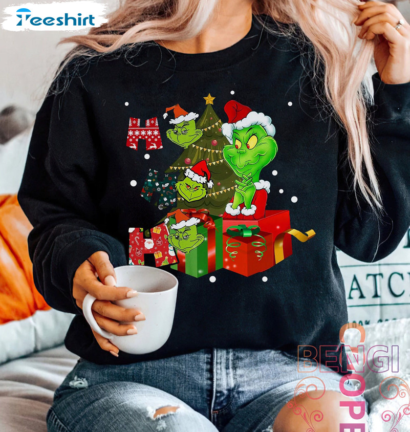 Ho Ho Ho Grinch Christmas Shirt, Stink Stank Stunk Long Sleeve Unisex Hoodie