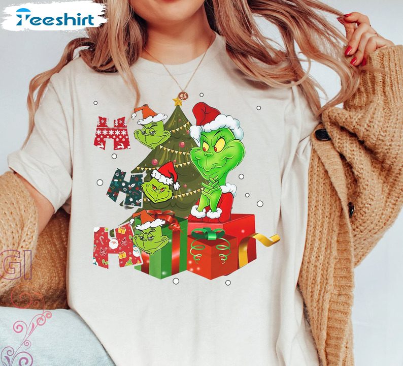 Ho Ho Ho Grinch Christmas Shirt, Stink Stank Stunk Long Sleeve Unisex Hoodie