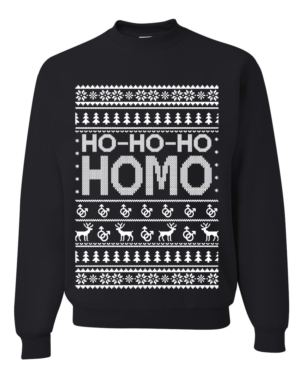 Ho-Ho-Ho Homo LGBTQ Pride Ugly Christmas Sweater Unisex Crewneck Graphic Sweatshirt- Best Christmas Gifts 2023