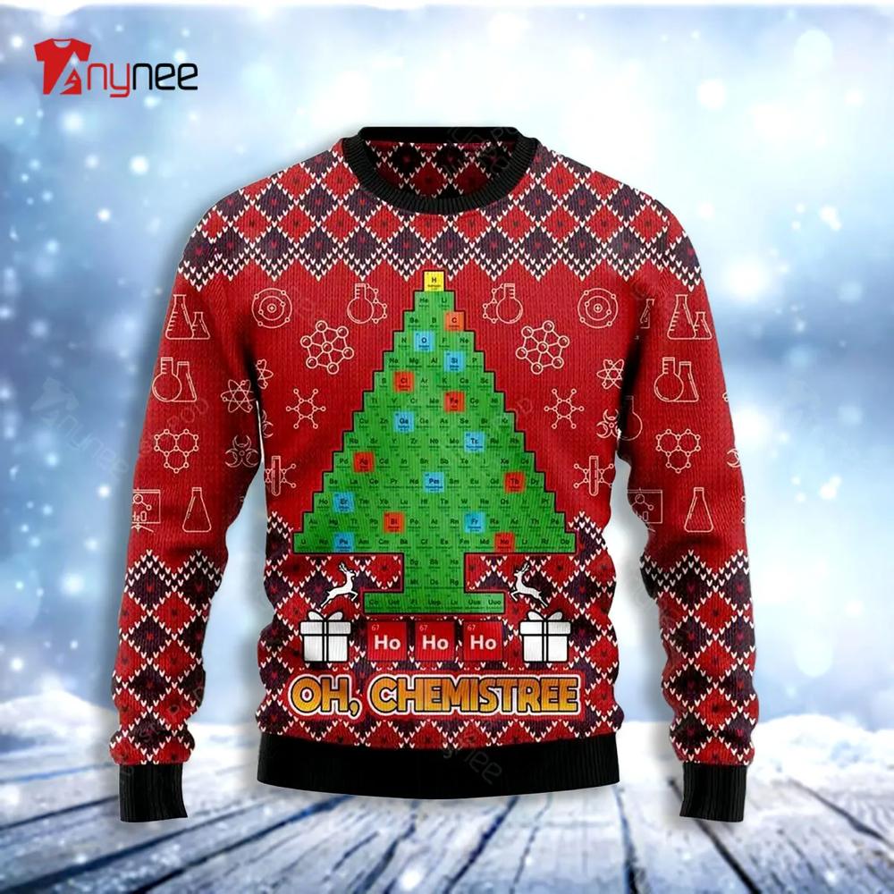 Ho Ho Ho Oh Chemistree Periodic Table Ugly Christmas Sweater- Best Christmas Gifts 2023