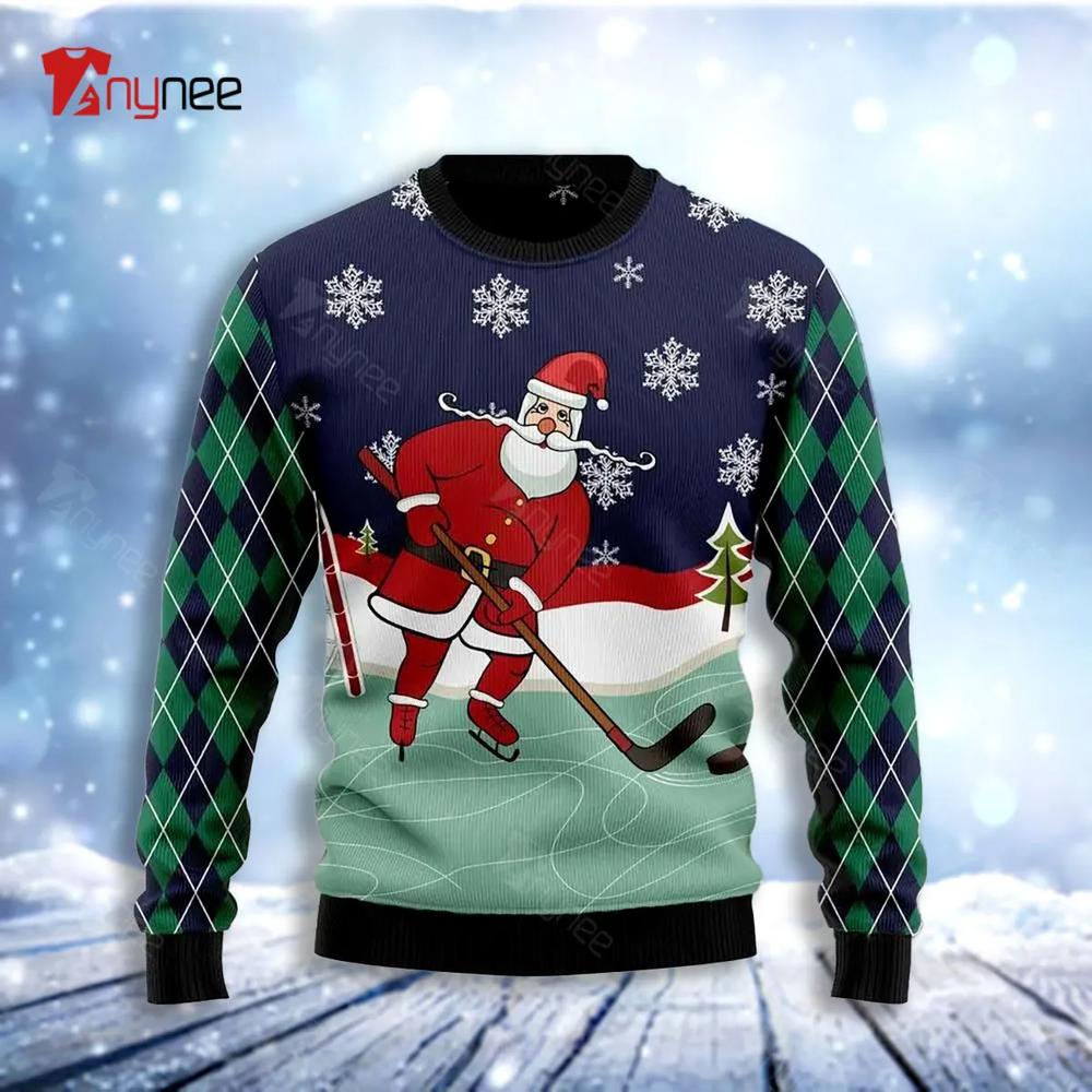 Hockey Santa Claus Ugly Christmas Sweater- Best Christmas Gifts 2023