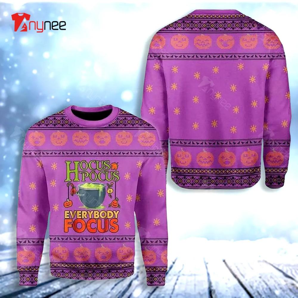 Hocus Pocus Everybody Focus Witches Ugly Christmas Sweater- Best Christmas Gifts 2023