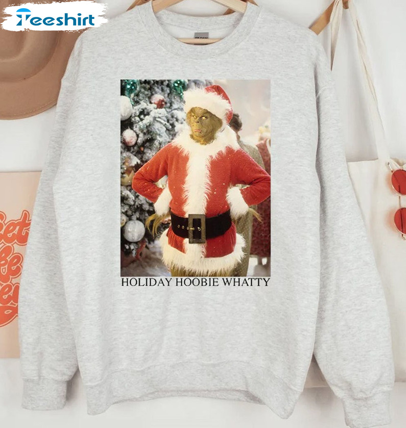 Holiday Hoobie Whatty Sweatshirt, Grinch Christmas Short Sleeve Sweater