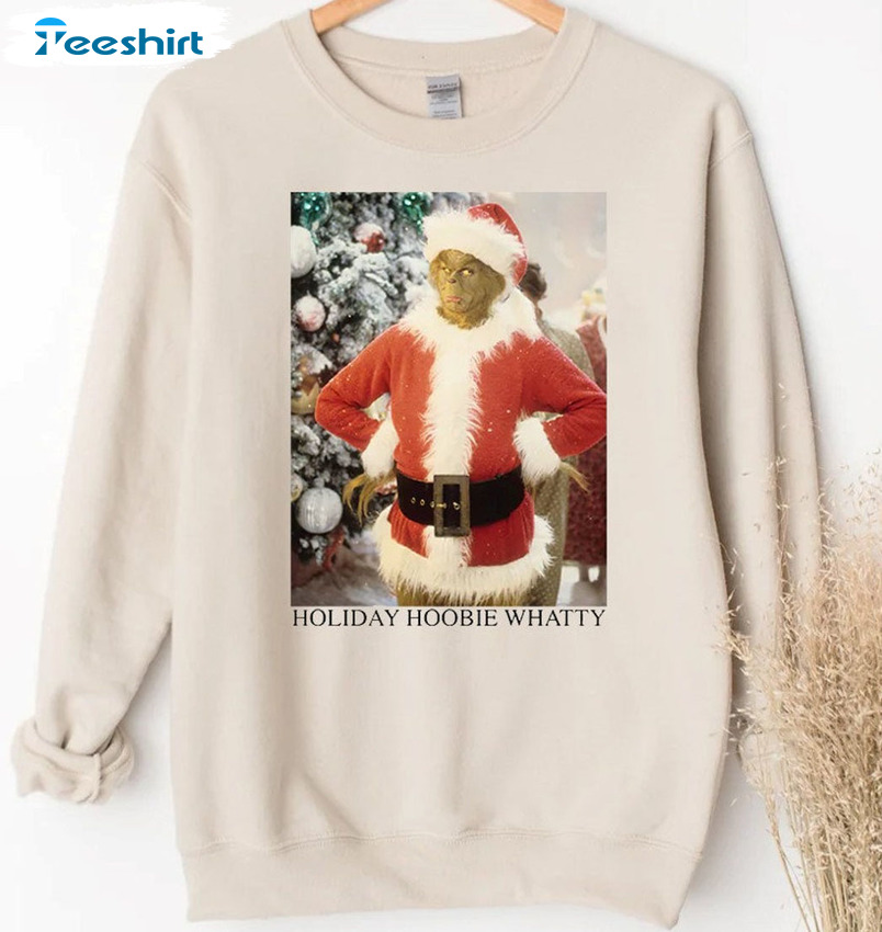 Holiday Hoobie Whatty Sweatshirt, Grinch Christmas Short Sleeve Sweater