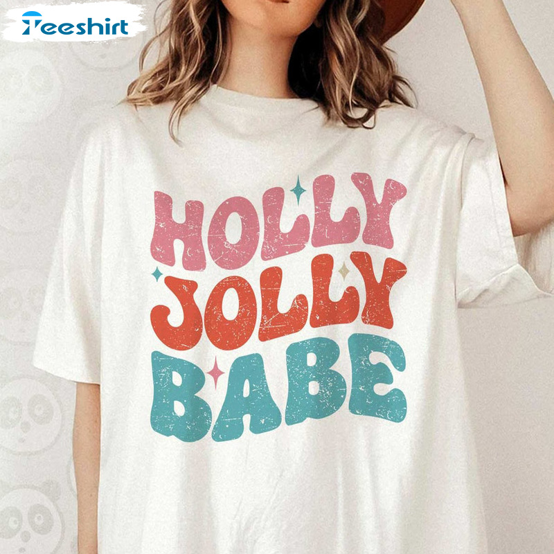 Holly Jolly Babe Christmas Shirt – Retro Sublimation Christmas Unisex T-shirt Sweater