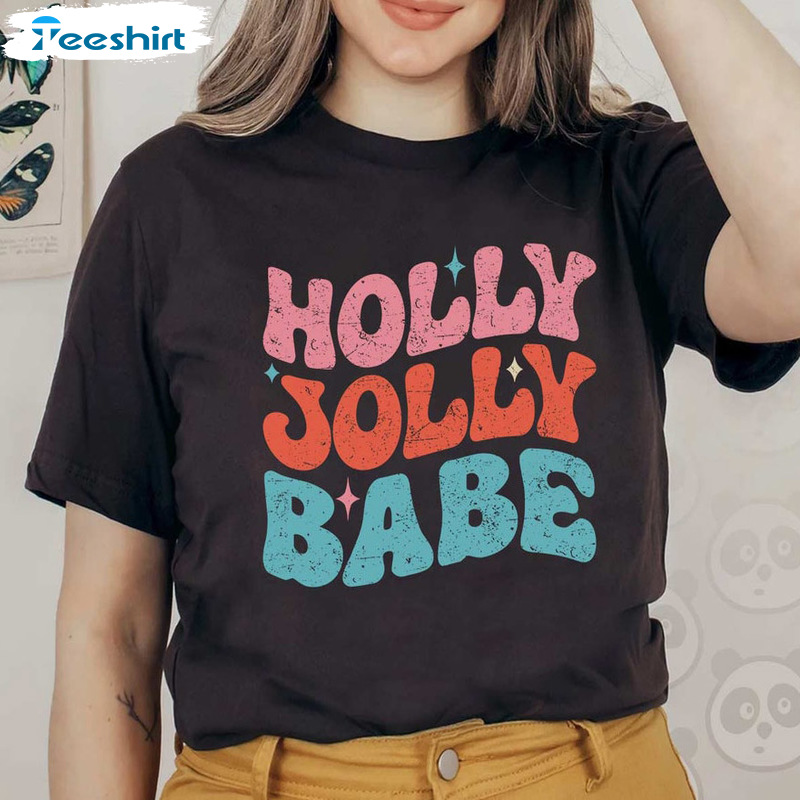 Holly Jolly Babe Christmas Shirt – Retro Sublimation Christmas Unisex T-shirt Sweater