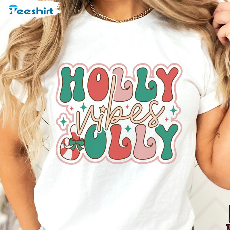 Holly Jolly Vibes Shirt – Christmas Candy Unisex Hoodie Long Sleeve